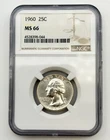 1960-P Washington Silver Quarter 25C NGC MS66 BU UNC Philadelphia US Coin BM1