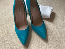 LK Bennett Turquoise Suede Shoes Leather Point Stiletto UK 6
