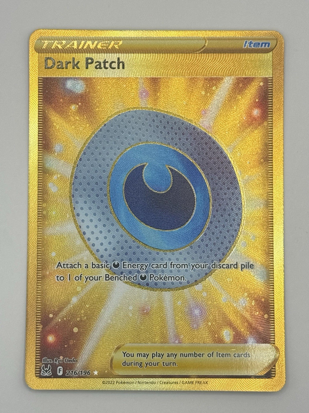 Dark Patch 216/196 Lost Origin Secret Rare Full Art Trainer Gold Pokemon Card NM