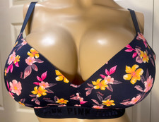 Victoria's Secret 36DD Dark Blue Floral Wear Everywhere Wireless Lined 36 DD Bra
