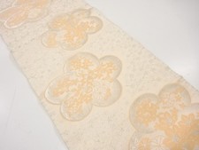 7579128: JAPANESE KIMONO / ANTIQUE FUKURO OBI / WOVEN UME FLOWER
