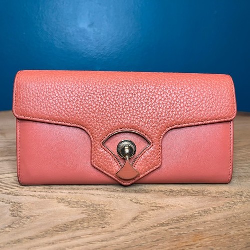 BVLGARI Authentic Diva Dream Long Wallet Pale Coral Pink Leather Clutch - Bild 1 von 15