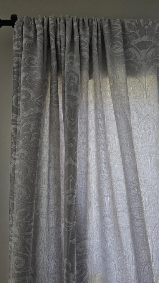 2 paneles de cortina matelasse vintage Simply Shabby Chic gris blanco floral 51Wx97L Foto 4 de 4