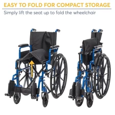 Blue Wheelchair 20" w/ Flip Desk Arms & Elevating Leg Rest - Drive Medical New
