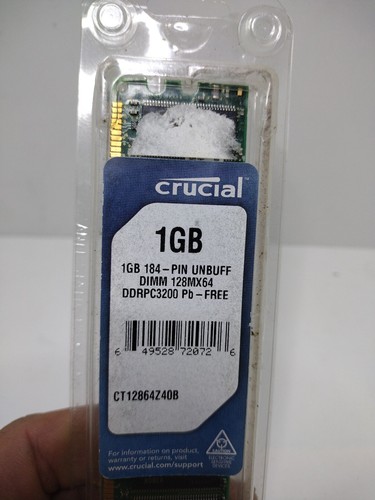 Crucial Technology 1GB DDR 400Mhz  PC3200 DDR RAM - CT12864Z40B For Desktop - Picture 3 of 10