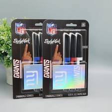 2x BIC BodyMark Temporary Tattoo Art Markers NFL NY GIANTS 3 Markers 2 Stencils