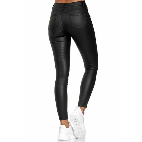 Damen Freizeit Kunstleder High Waist Leggings Stretch Skinny Hose Trousers - Bild 9 von 18