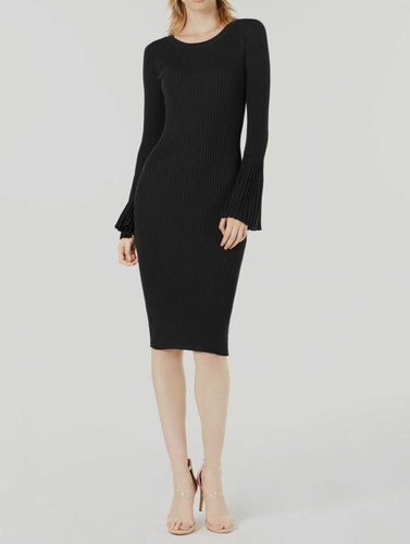 $220 Bar III Women's Blue Bell Sleeve Scoop-Neck Bodycon Sheath Dress Size S
