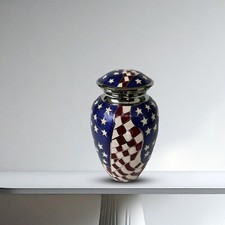 Elegant Solid Brass Enamel Gold Finish Urns - Handcrafted Memorial Urn for Ashes