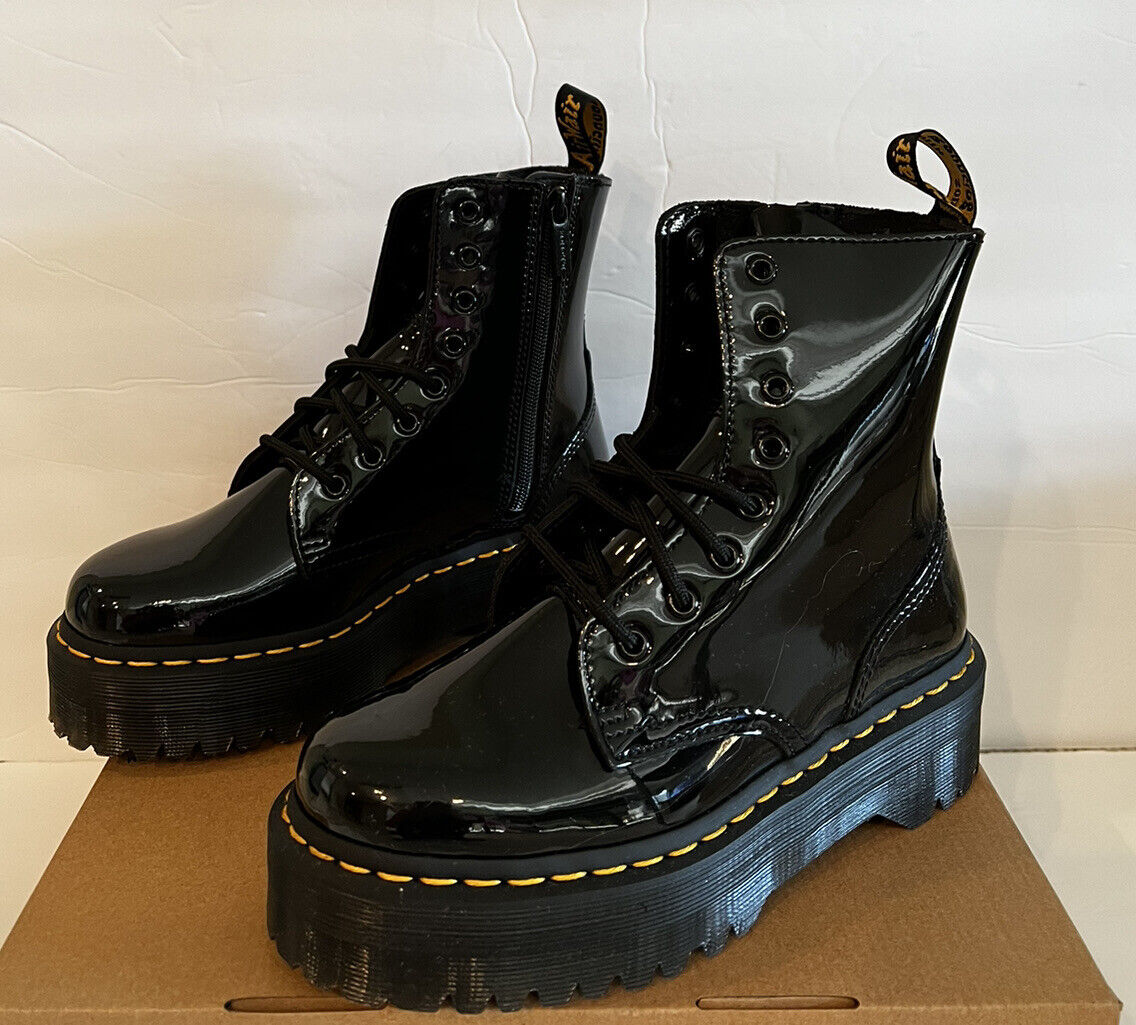 DR MARTENS Jadon Black Patent Lamper Platform Quad Retro DR MARTENS Jadon Black Patent Lamper Platform Quad Retro