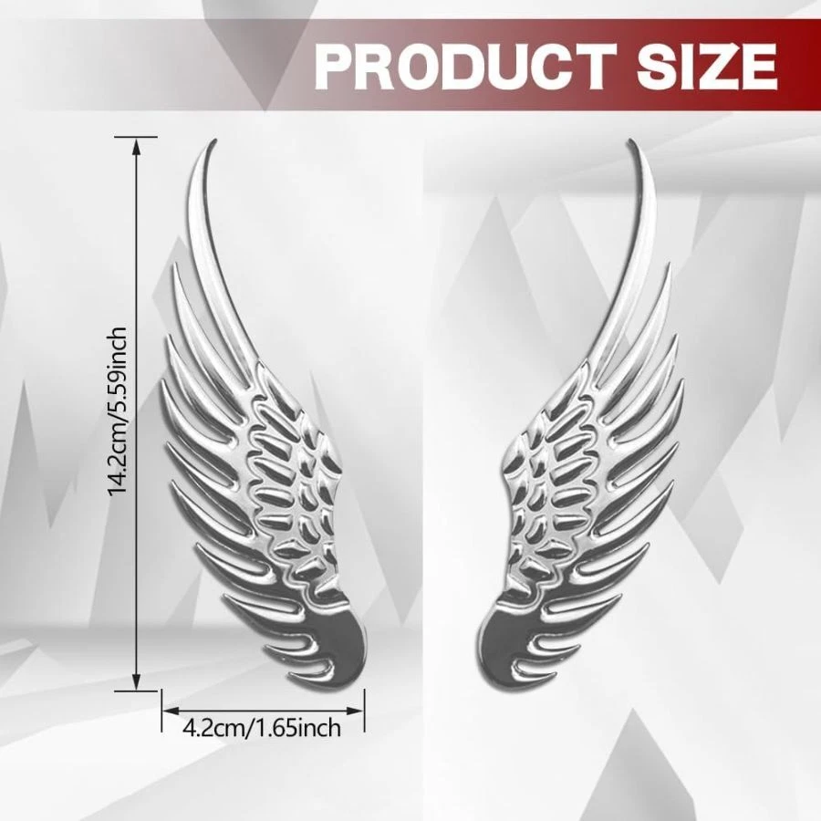 1 par de emblemas de alas de ángel 3D, calcomanías de insignia de automóvil, emblemas exteriores de automóvil insignia f Foto 2 de 4