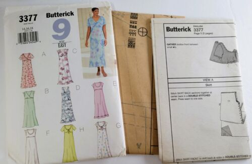 2002 Butterick 9 sew Easy Pattern 3377 Misses / Petite Dress 14-16-18 UnCut - Picture 2 of 4