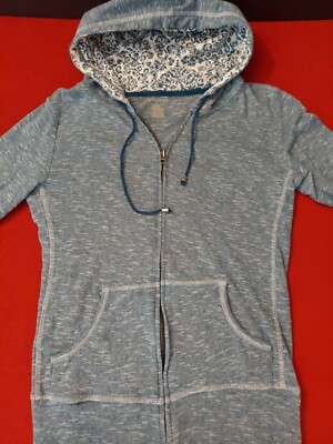 Maurices Full Zip Hoodie Women's Large Blue Floral Sweatshirt | eBay