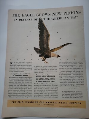 1941 Pullman Standard railroad train cars bald eagle vintage ad