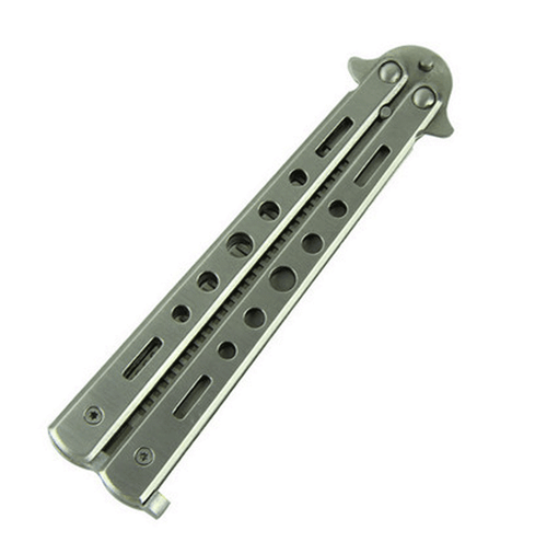 Butterfly Trainer Knife Practice Balisong Dull Training Tool Metal Black Silver - Picture 5 of 24