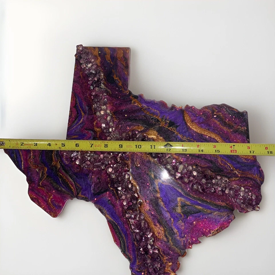 Colgante de Pared Regalo Estado TEXAS ORO PÚRPURA 17" L 18" con Arte Original Firmado Nuevo Foto 4 de 4