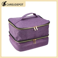 1Pcs Double Layer Nail Polish Carrying Case Organizer Manicure Tool Nylon Purple