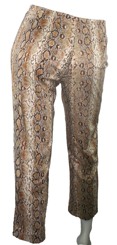 Susan Bristol Womens Sz 4 Pant Brown Snake Animal Print Stretch Pencil Mid Rise