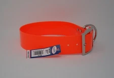 HUNTING DOG COLLAR 200D ORANGE DAYGLO 27" X 2" WIDE FREE BRASS NAMEPLATE