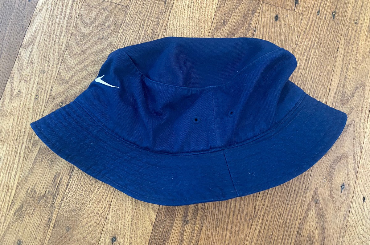 90s NIKE BUCKET HAT/SWOOSH logo.cotton .navy Blue.medium