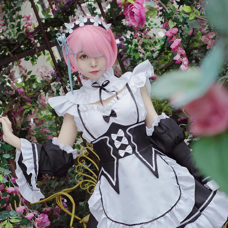 Anime Re: Zero kara Hajimeru Isekai Seikatsu Rem Ram Cosplay Costume Maid  Dress