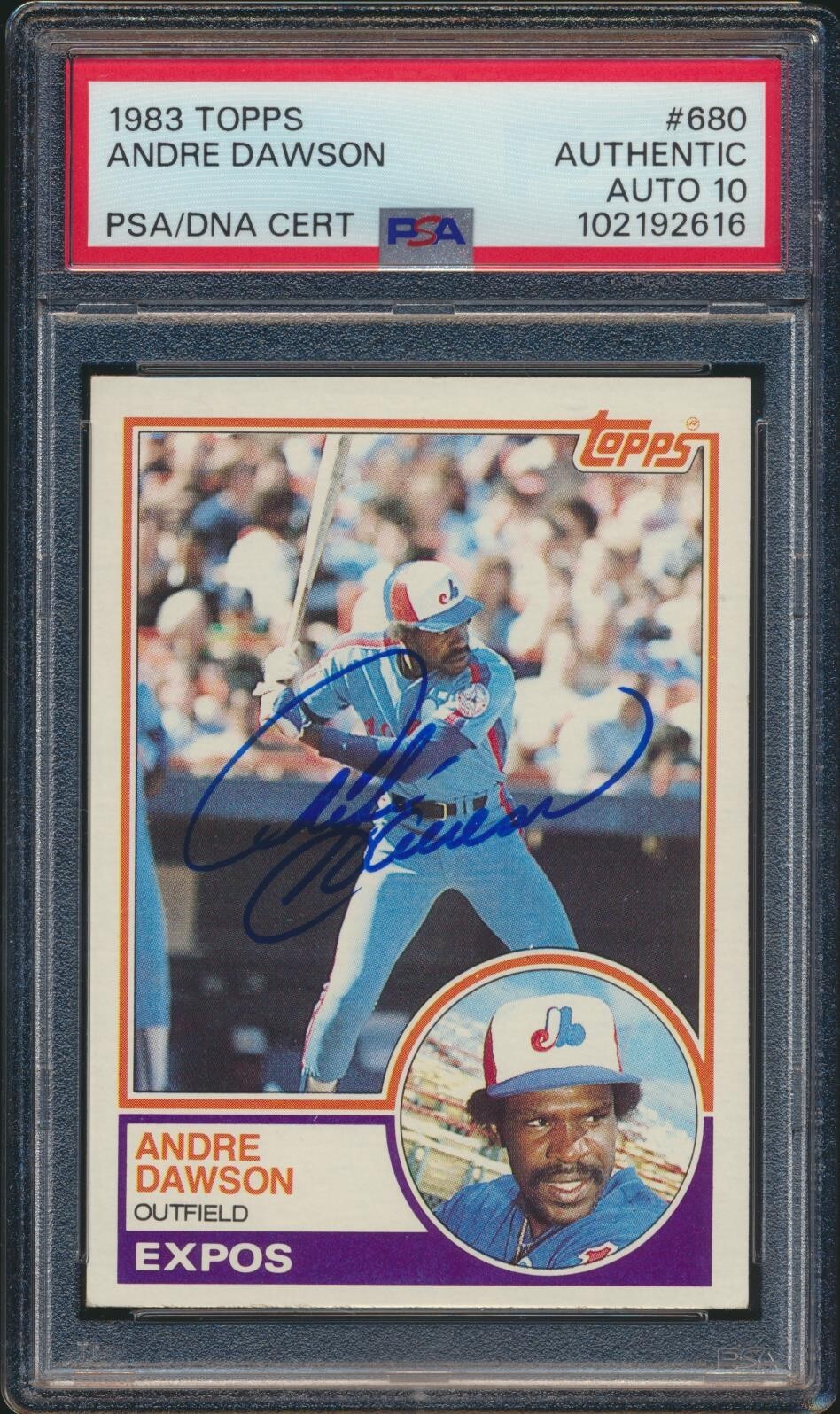 1983 TOPPS Andre Dawson #680 Montreal Expos PSA 10 Authentic