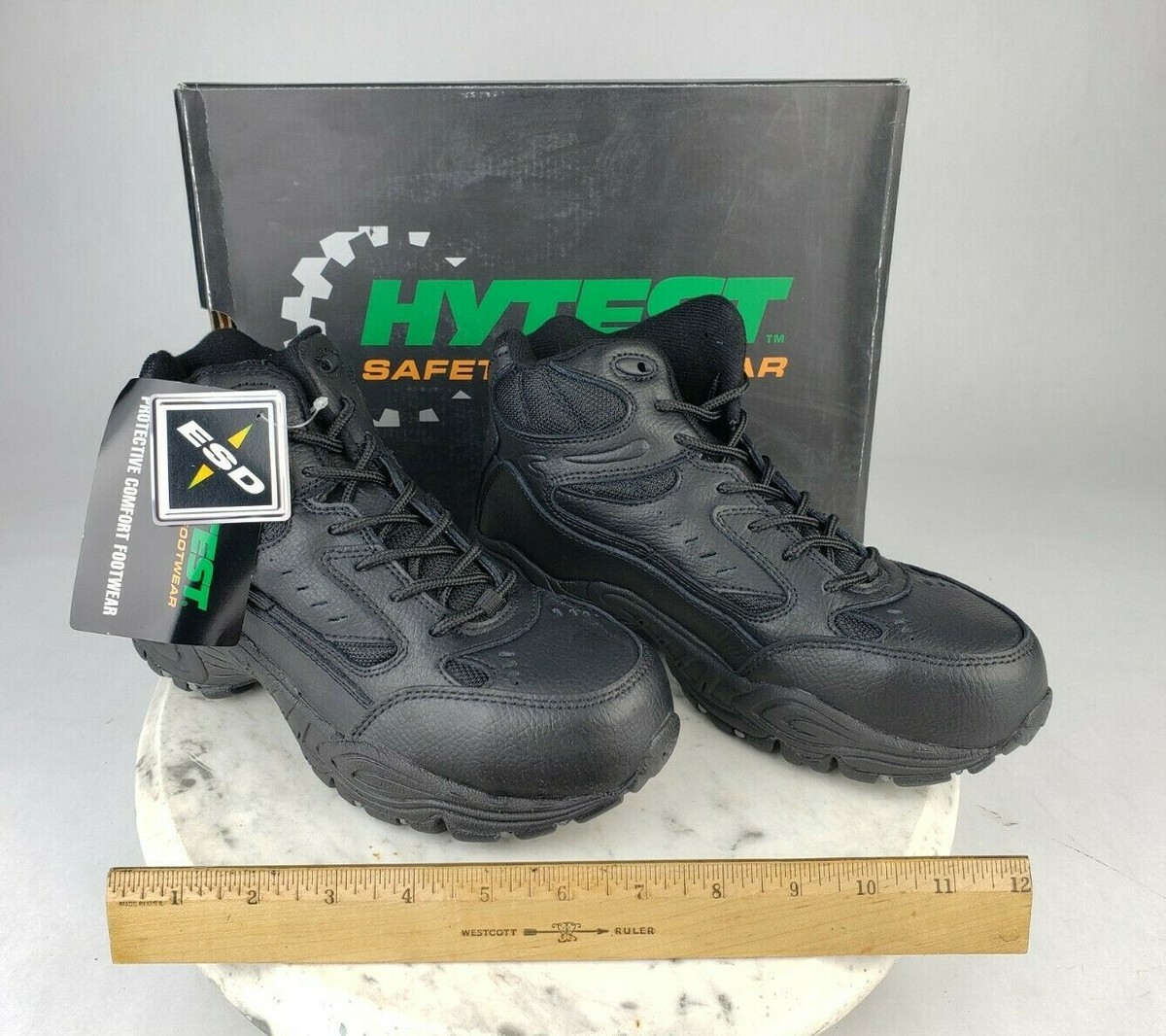 Hytest Safety Footwear Black Lace Up Steel Toe Boots Mens 