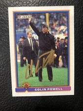 General Colin Powell Signed 1991 Bowman Baseball Card Autographed