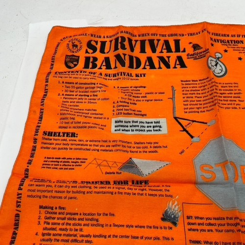 DNR Survival Bandana Notfall orange Taschentuch Outdoor Feuerschutz Sicherheit - Bild 2 von 13