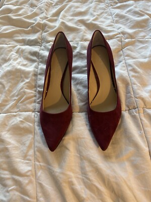 Pointed Toe Astoria Block Heeled Pumps NINE WEST Plum Suede