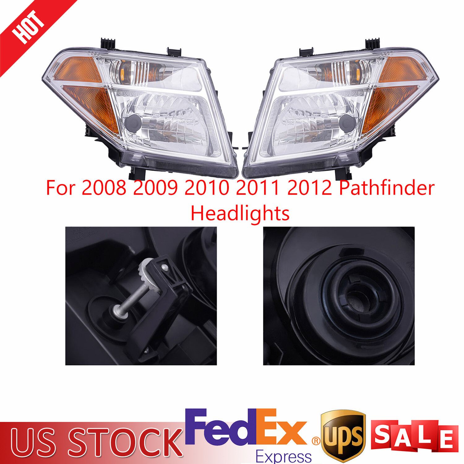 L+R For 2004 2005 2006 2007 Pathfinder Headlights Headlamps Chrome Durable