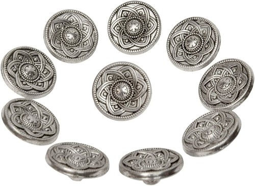 10 Knöpfe aus Metall mit Blumen Ø ca. 15mm, Lochgröße: 2,2 mm, Farbe: antik - Bild 2 von 5