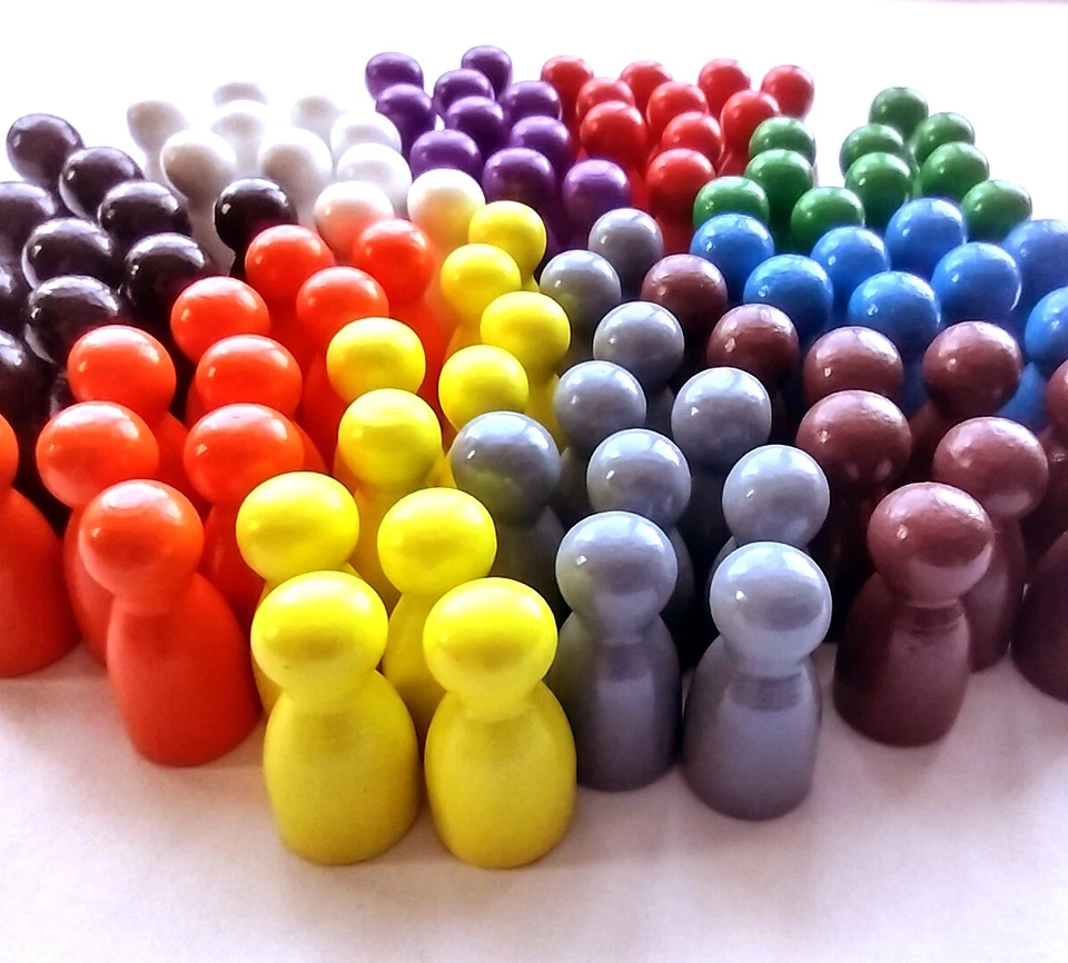 10 Wooden Coloured Pawns 25mm Playing Piece Board Game Tokens spare Parts Bits - Image 2 of 2