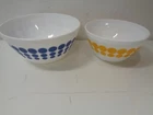 2 Vintage Charm Inspired By Pyrex  Spot On  Polka Dot Mixing Bowls Blue & Yellow