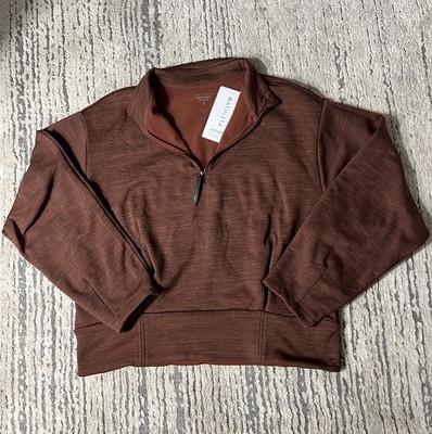 Athleta altitude polartec half zip sweatshirt Women s Size Large Brown NWT $149