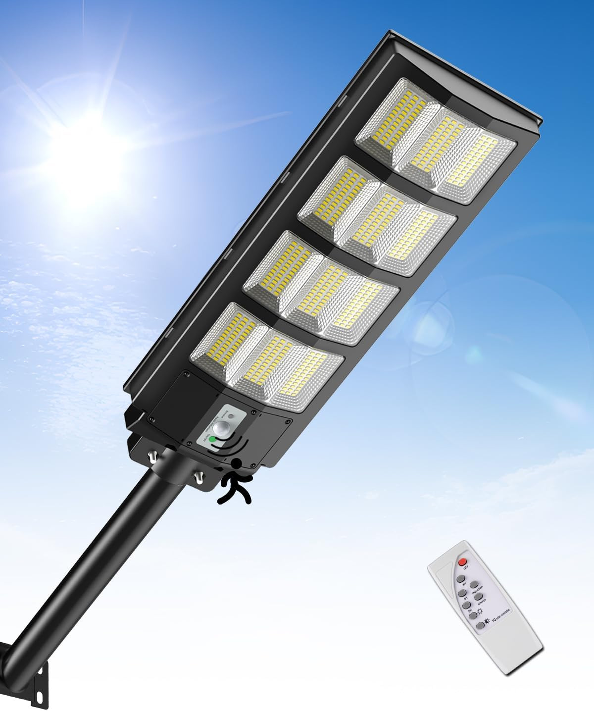 OFFERTA Lampione Solare LED 600W 468 LEDs IP65 con Sensore e Staffa