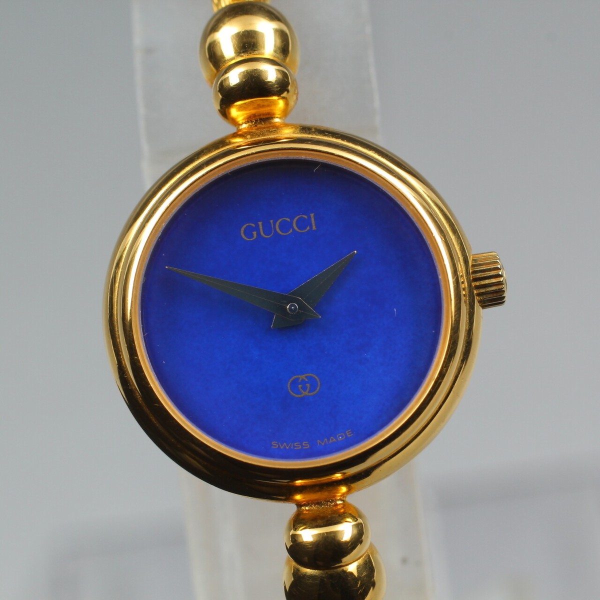 Near MINT] Gucci 2700L Gold 20mm Blue Dial Bangle Band Quartz  