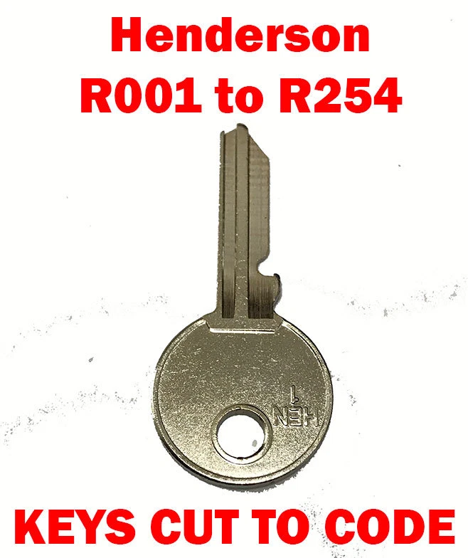 2 x Henderson R008 to R254 Garage Door Replacement Keys Cut to Code