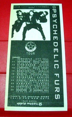 The Psychedelic Furs UK Tour Vintage ORIG 1987 Press/Magazine ADVERT 7.5"x 3.5"