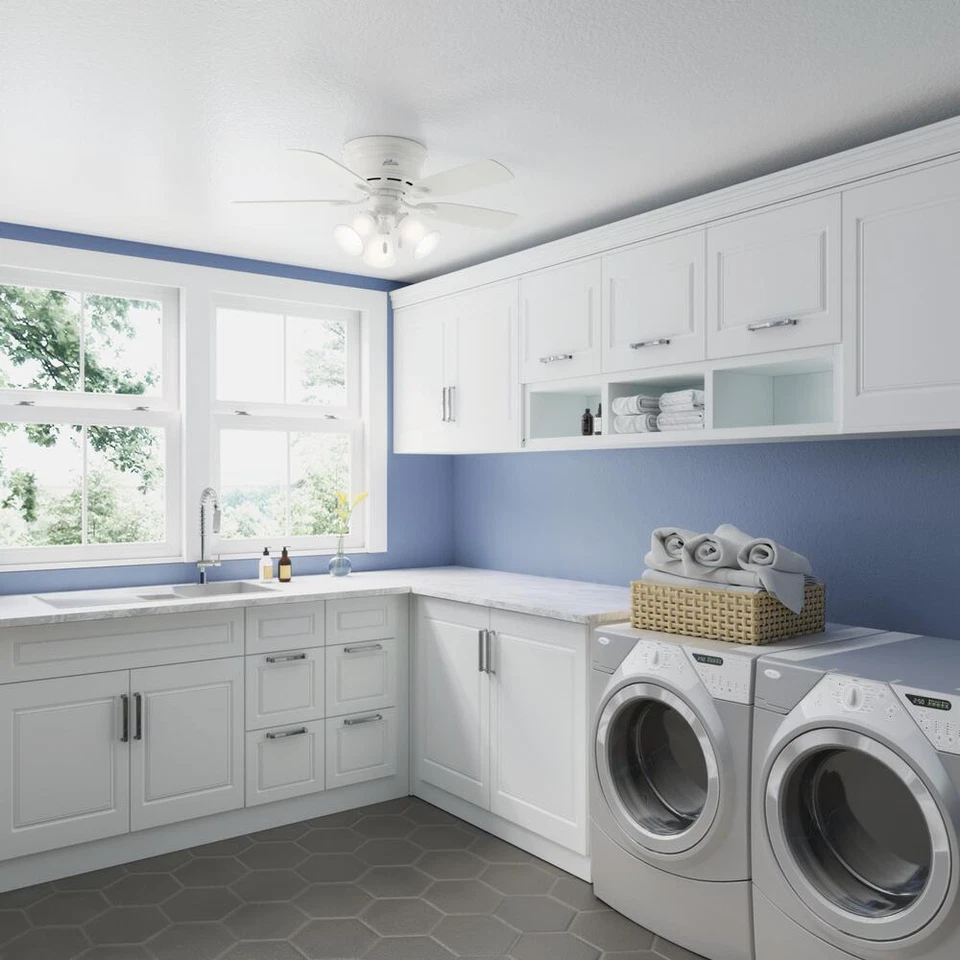 42" Small Room Fresh White Pull Chain Indoor LED Ceiling Fan Reversible Blade - Image 3 of 4