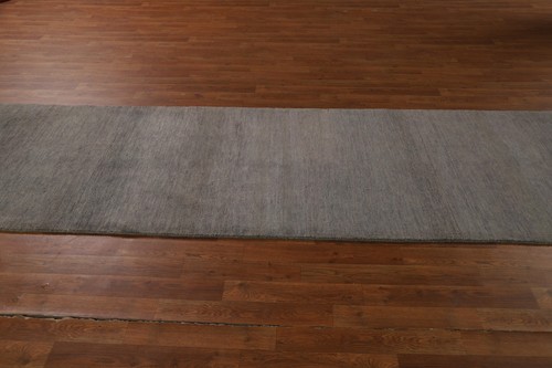 Elegant Handcrafted Gabbeh Solid Grey Wool Runner Rug - Limited Edition" 3x10 - Picture 11 of 16