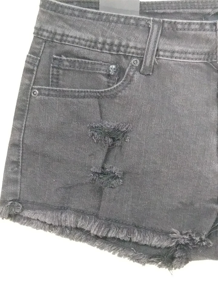 Hot Topic Talla 5 Lovesick Pantalones Cortos Juniors Negro Deshilachado Dobladillo Encaje Nuevo Foto 4 de 4