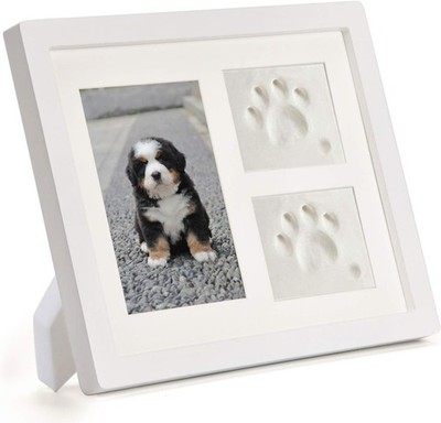 Pfotenabdruck Set Hund Katze Holz Bilderrahmen 3D Gipsabdruck Andenkenbox 2 Stk