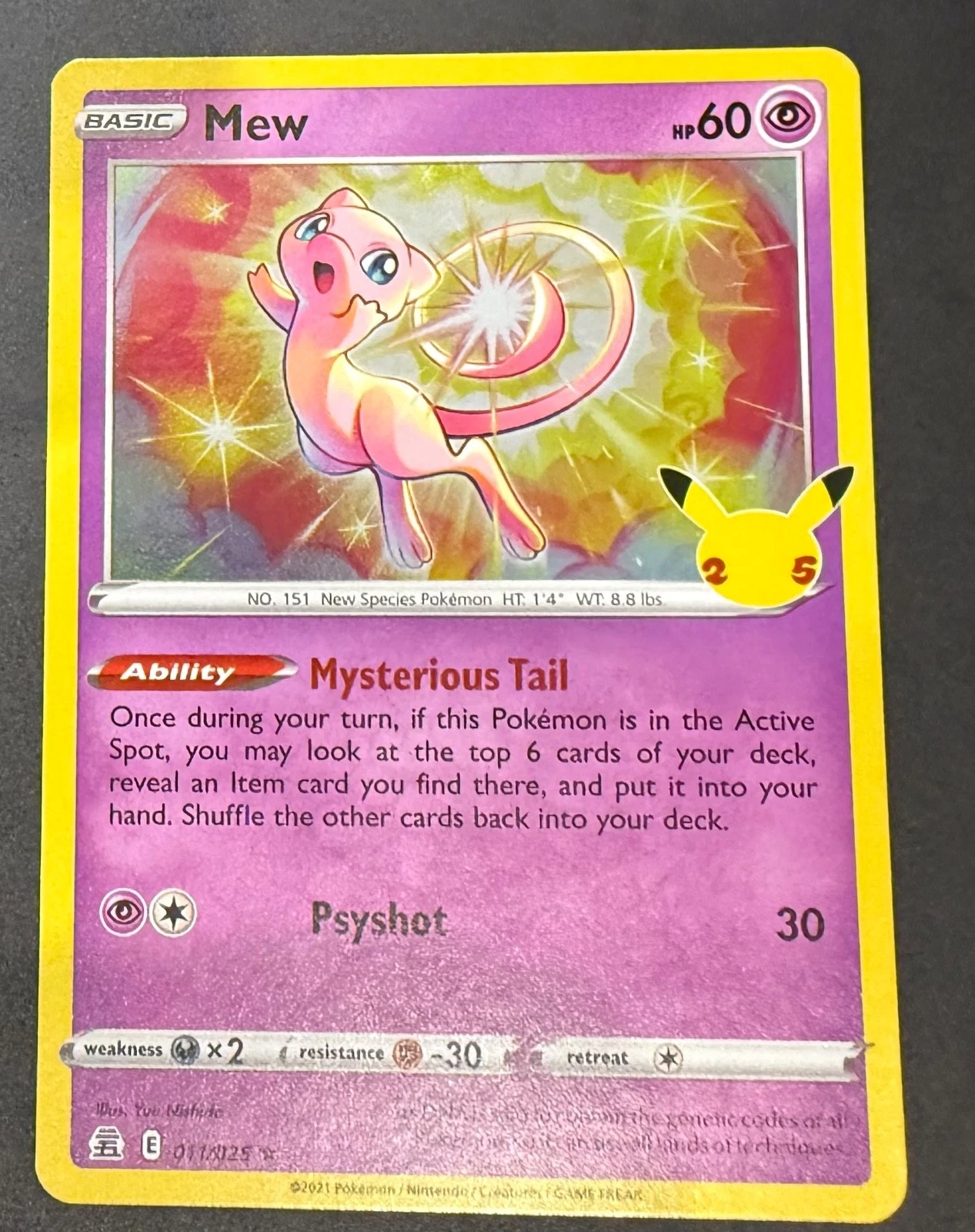 Pokemon TCG ~ Mew 011/025 Holo Celebrations NM