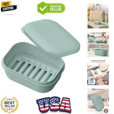 Leakproof Soap Dish with Lid Draining Layer, Shatterproof Travel Bar Soap H...