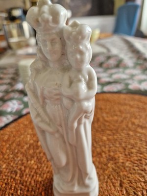 Vintage Madonna and Child Porcelain Figurine 15cm White Statue Mary 