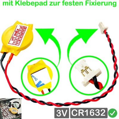 RTC CR1632 Bios CMOS Batterie mit stecker 6,3 x 2,7mm kabel für Fujitsu Notebook
