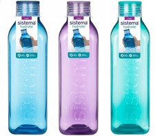 Sistema Square Water Drink Juice Bottle School Office Work Gym 1L BPA Free
