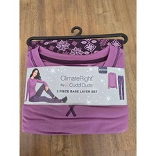 ClimateRight by Cuddl Duds 2-piece Base Layer Set Purple Woman's XS
