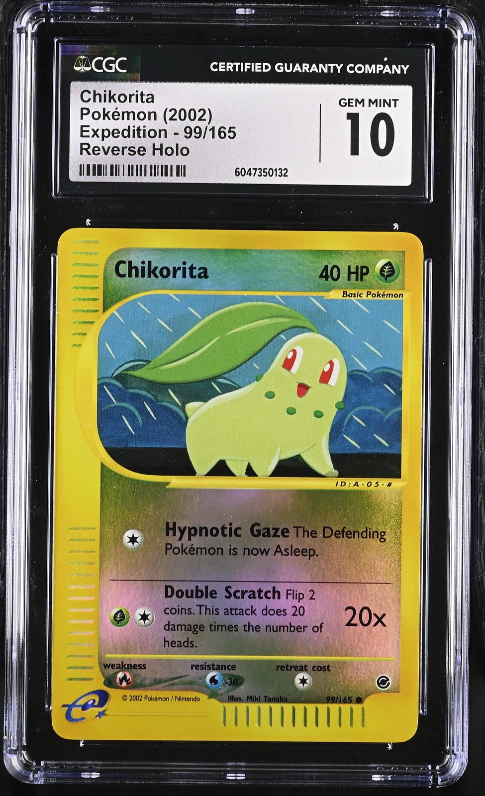 CGC 10 GEM MINT Chikorita 2002 Expedition 99/165 Reverse Holo Pokemon Card